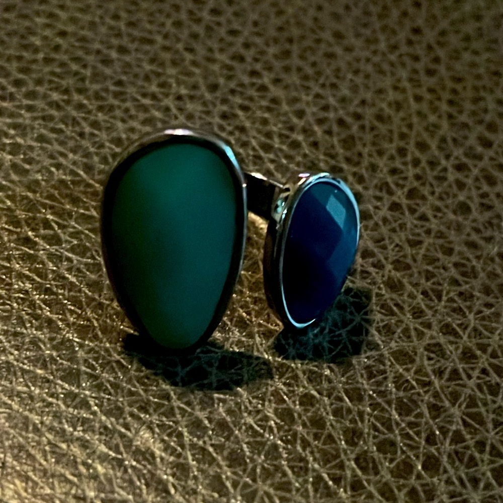 Vintage Silver Blue Gemstone Link Ring